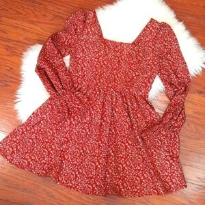 CottageCore Boho Microfloral Print Mini Dress